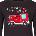 thumbnail image 4 of Inktastic Valentine Fire Truck with Hearts Long Sleeve Youth T-Shirt, 4 of 5