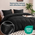 thumbnail image 3 of Sleep Zone Seersucker Ruffled Duvet Cover Set Full, Soft Breathable Bedding Set, Wrinkle Resistant, Modern Textured, All Season Use (Black, Full), 3 of 11