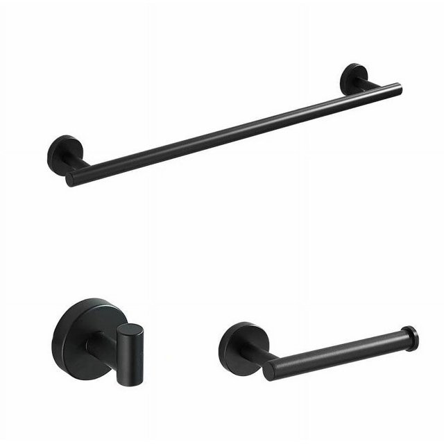 Toallero Anillo de toalla Toallero de papel Gancho para ropa Gancho para ducha Accesorios de baño Juego de 3 piezas Negro ER