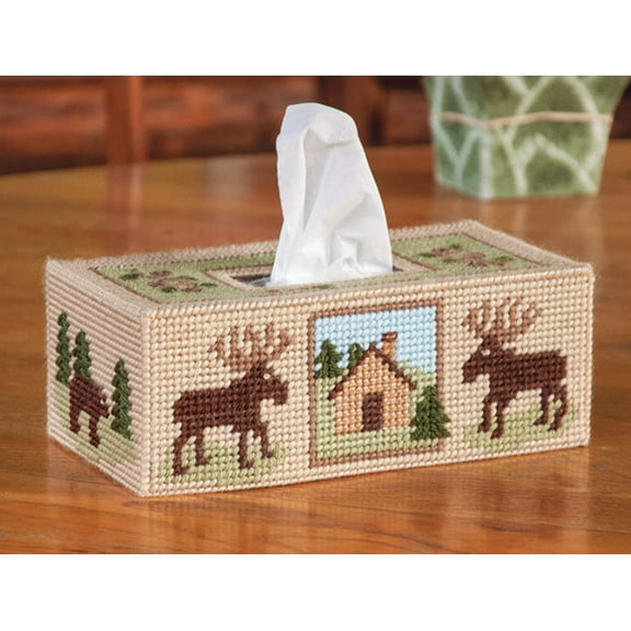 Mary Maxim Woodland Tissue Box Cover Plastic Canvas Kit