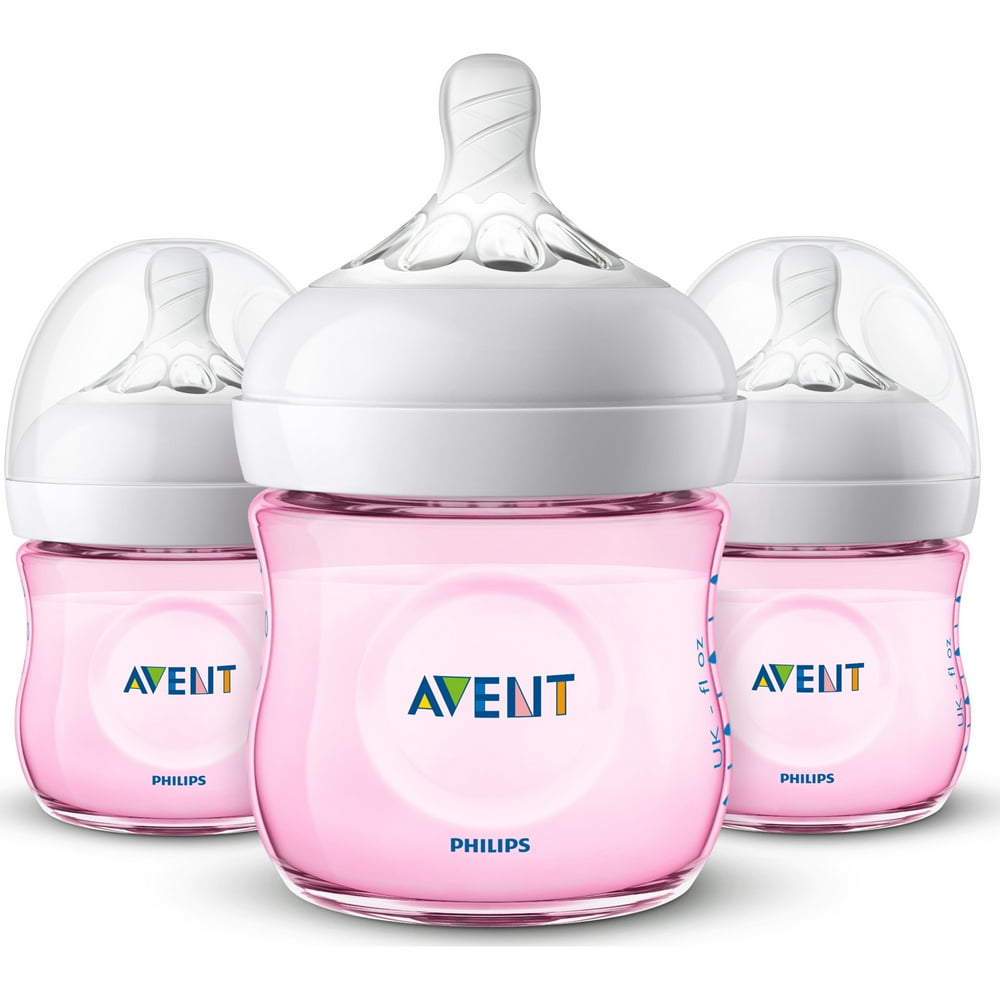Philips Avent Natural Baby Bottle, Pink, 4oz,3pk, SCF010/38 Walmart