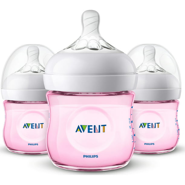 Philips Avent Natural Baby Bottle, Pink, 4oz,3pk, SCF010/38