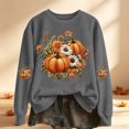 thumbnail image 2 of Bovemsi Oversized Sweatshirt for Women Stretchy Fall Cute Pumpkin Graphic Crewneck Long Sleeve Casual M, 2 of 4