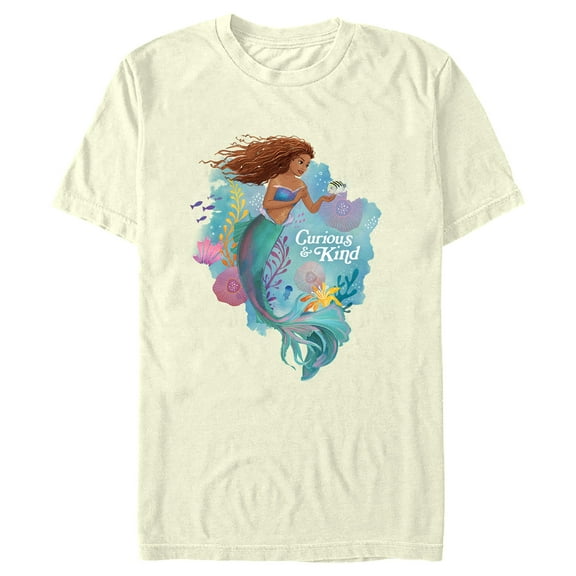 Men's The Little Mermaid Ariel Curious & Kind Graphic Tee Beige X Large
