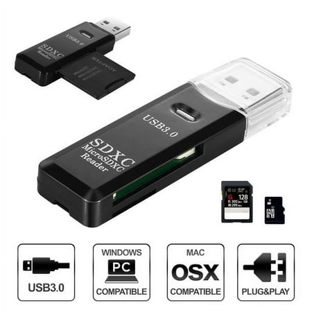 Image of USB 3.0 Adapter USB card reader SD/Micro SD Card Reader For Windows Mac Linux and Certain Android SD SDHC SDXC MicroSD MicroSDHC MicroSDX
