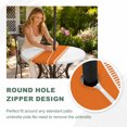 thumbnail image 5 of Round Outdoor Tablecloth with Umbrella Hole and Zipper, Orange Solid Color Texture Fitted Table Cover with Elastic Edge for 55-60 Inch, Simple Orange Stripes Waterproof Patio Tablecoths for Picnic, 5 of 9