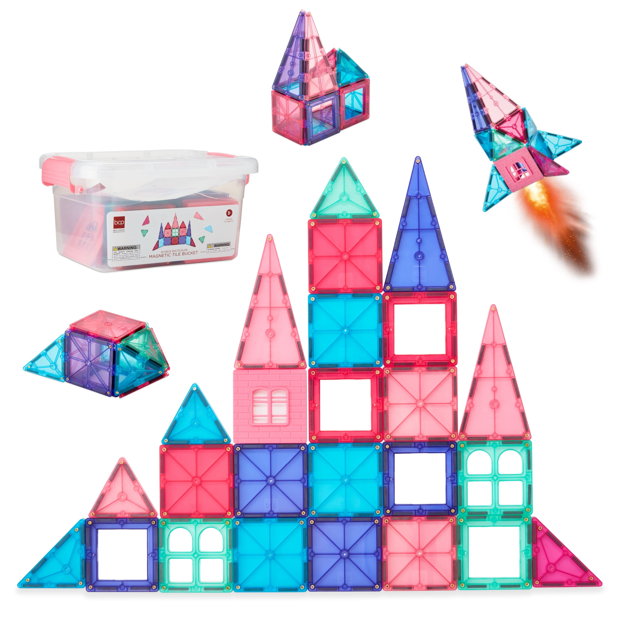 Best Choice Products 32-Piece Kids Magnetic Tiles Set, Educational