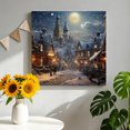 thumbnail image 2 of Canvas Wall Art, Christmas Town, Framed Canvas Prints for Bathroom Desk, Winter Snow Old World Vintage House Small Gallery Wrapped Wall Decor for Home Office, Gifts, 8"x8" Ship Next Day, 2 of 9