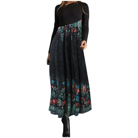 

HSMQHJWE Womens Summer Wrap Dresses Women s Autumn Winter Long Dress Stitching Chiffon Maternity Dresses for Women