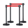 Yaheetech 4pcs Retractable Belt Stanchion Set for Queuing Lines Crowd Control Barriers Baking Varnished Stanchion Nylon Rope Stanchion Safety Stanchion, Red