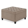 thumbnail image 6 of GZXS 30-Inch Large Square Storage Ottoman, Linen Fabric Upholstered Seat with Nail Trims, Solid Wood Frame, Hinged Lid Toy Box Footrest Coffee Table, Easy Assembly for Home Hotel Restaurant, 6 of 9