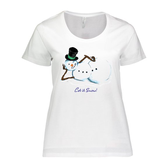 Inktastic Let it Snow Sassy Snowman in Top Hat Women's Plus Size T-Shirt