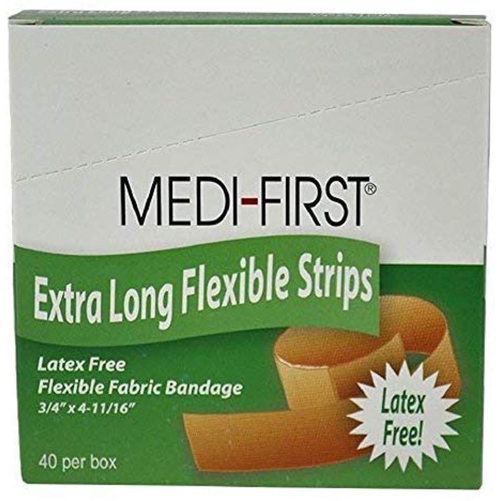 MediFirst Extra Long Flexible Strip Adhesive Bandages, 3/4 x 411/16