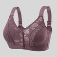 thumbnail image 5 of Fulorrnie Bras for Women Supportive No Underwire Comfort T Shirt Front Closure Bralette Adjustable Strap Lace Bra, Purple, 36, 5 of 8