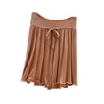 thumbnail image 3 of SROBPTY Womens Pajama Shorts Solid Drawstring Elastic High Waist Wide Leg Pants, 3 of 5