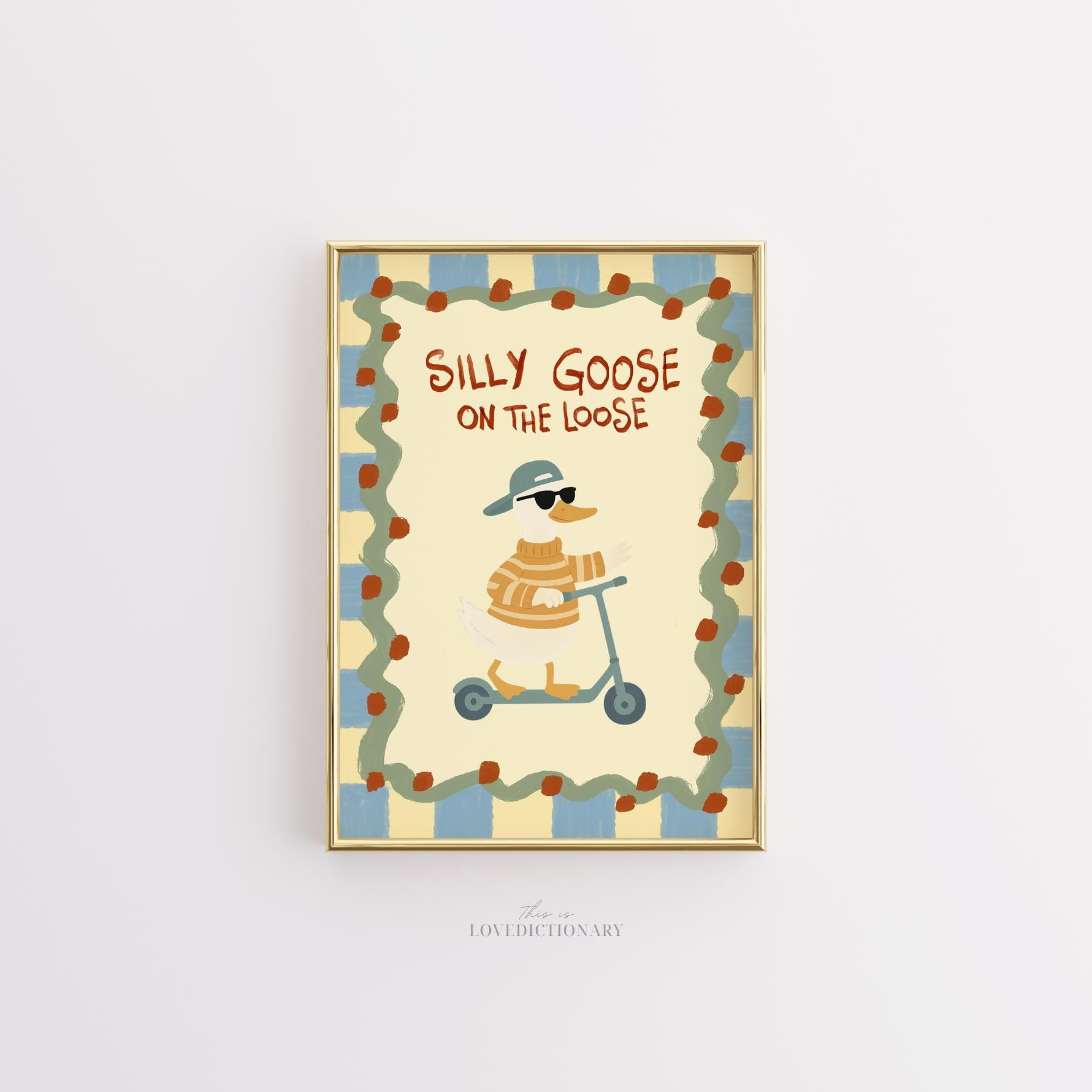 Silly Goose Nursery Print Funny Duck Wall Art for Kids Room Playful Baby Animal Poster Whimsical Toddler Room Decor Poster Print Only