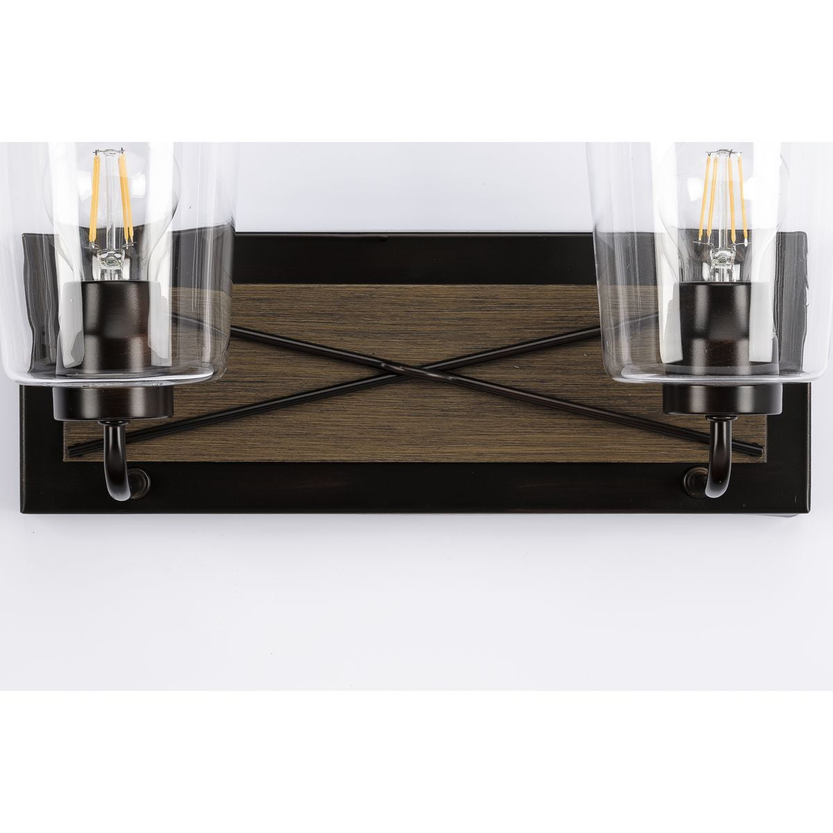 Briarwood Collection Two-Light Antique Bronze Clear Glass Coastal Bath Vanity Light