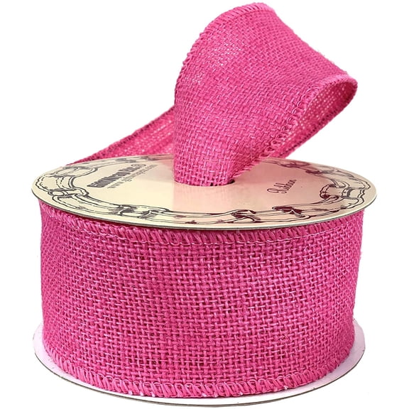 Fuchsia Pink Fabric Burlap Ribbon - 2 1/2” x 10 Yards, Easter, Spring, Mother's Day, Valentine’s Day, Gift Wrap, Baby Shower, Birthday Bows, Breast Cancer Awareness, Wreaths, Garlands, Farmhouse