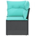 thumbnail image 2 of vidaXL Garden Sofa Corner with Cushions Black Poly Rattan, 2 of 5
