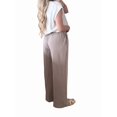 thumbnail image 5 of Women's High Waisted Drawstring Pockets Wide Leg Pants Woman Plaid Trousers for Casual Summer HOT Coffee S, 5 of 10