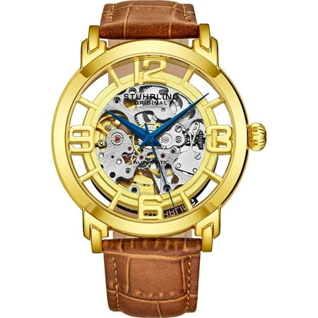 Stuhrling Original Men's Winchester 44 Skeleton Automatic Leather Strap Watch