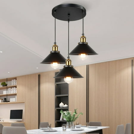 

HMKMYI Elegant and Vintage Industrial Style Black E27 Hanging Pendant Light Fixture for Chic Kitchen Decor - Ideal Lighting Solution for Sophisticated Dining Room and Restaurant Atmospher