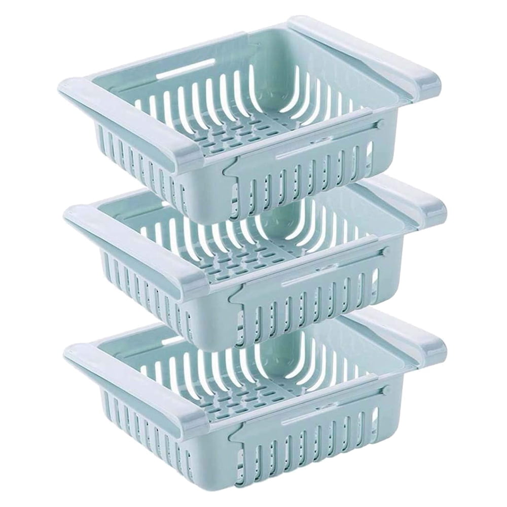 3 Pack Fridge Drawer Organizer,Retractable Refrigerator Organizer
