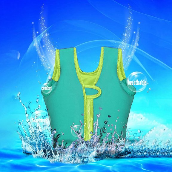 Girls Bathing Suit Children's Solid Color Foam Life Jacket Outdoor Swimming Life Vest Boys Swim Shirt Green 3 Years-4 Years