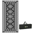 thumbnail image 2 of Outsunny Outdoor Patio Rug, Large Camping Carpet with Carrying Bag, 9' x 18' Waterproof Plastic Straw, Reversible, Black & White Rhombus Patchwork, 2 of 9