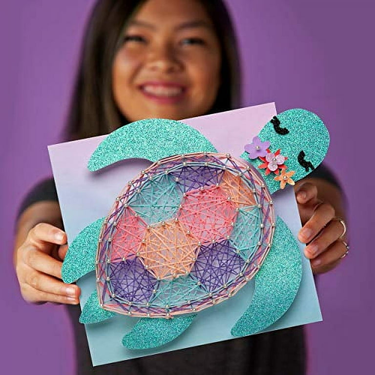 Craft-tastic DIY String Art - Craft Kit for Kids - Everything Included for  2 Fun Arts & Crafts Projects - Features a Sparkly Sea Turtle & Hibiscus