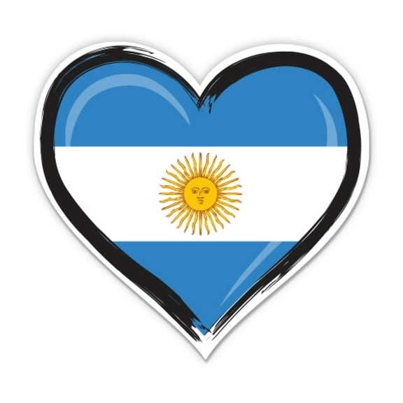 Argentina Flag Heart - 3" Vinyl Sticker - For Car Laptop Water Bottle Phone - Waterproof Decal
