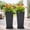 Black, variant on Set of 2 Tall Planters for Outdoor Plants, 24 Inch Large Tapered Pots with Drainage Trays, Weather-Resistant Plastic Plant Containers for Patio, Porch, Garden, Front Door Decor,Gray