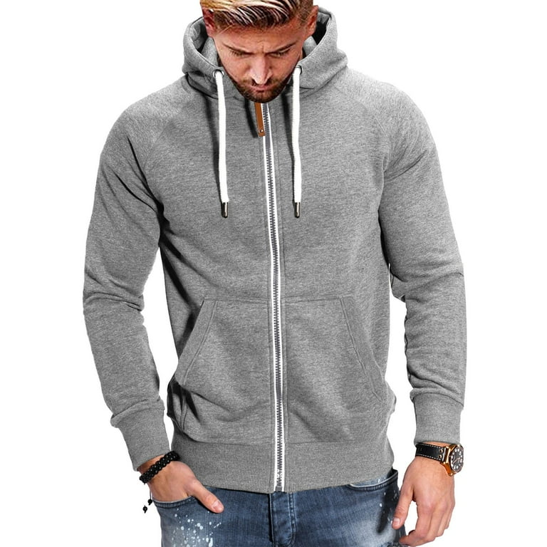 TOWED22 Men's Zip Up Fleece Hoodie Lightweight Sweatshirt Long