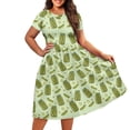 thumbnail image 3 of SCRAWLGOD Cucumbers Print Dresses for Women Summer Casual Swing Dresses Midi Length Loose Flowy Midi Dresses for Women Summer Size S with Crewneck for Holidays, 3 of 7