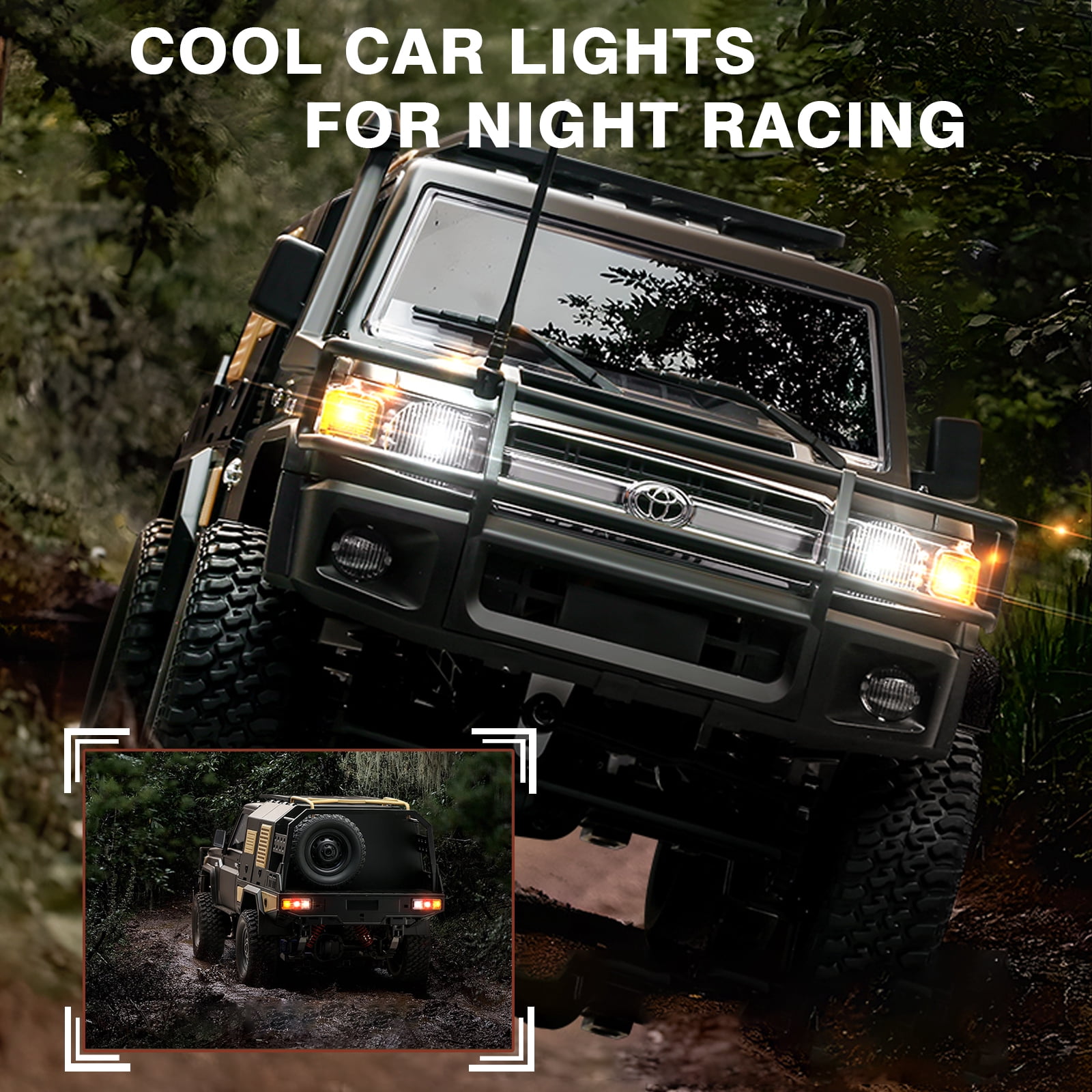 1/12 Scale RC Crawler, MN-82S LC79 RTR RC Truck 4x4 Off Road Vehicles 2.4GHz RC Rock Crawler Car with LED Lights, 7.4V 1200mAh Battery for Adults Hobby Toys (Silver)