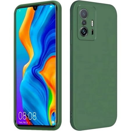 Compatible with Xiaomi 11T Case Silicone Ultra Slim TPU Cases Shockproof Anti-Scratch Xiaomi 11T Pro Phone Case Full Body Square Edges Protective Cover (Xiaomi 11T/11T Pro, Dark Green)