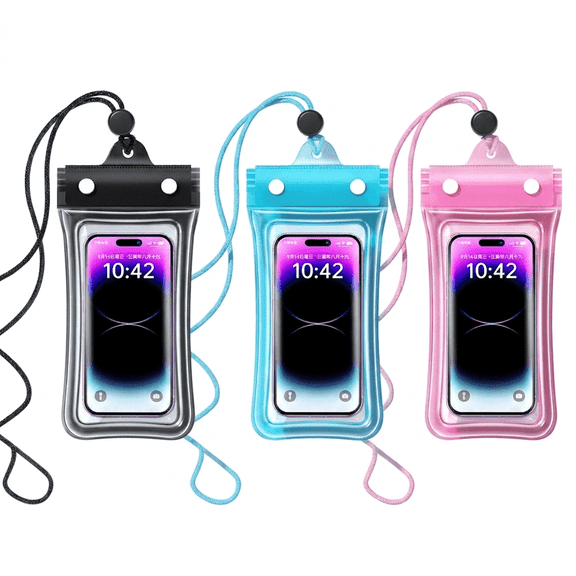 ROSEXIXI 8.66in Waterproof phone bag 3pcs with hanging rope touch-sensitive for multiple phone models