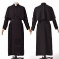 thumbnail image 4 of BPURB Roman Men Black Soutane Cassock Adult Medieval Clergy Robe Cassock Cape Belt, 4 of 7