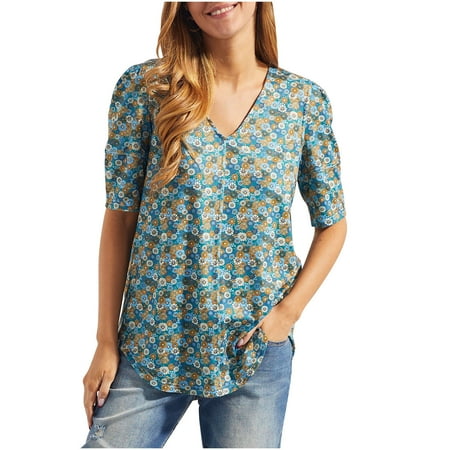 

Corset Tops for Women Women s Summer Contrast Color V-Neck Printing Short Sleeve Lapel Shirt Cropped T Shirts for Women Yellow S