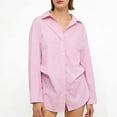 thumbnail image 2 of Craaazy Women's Lapel Striped Long Sleeve Button Down Shirts Gifts, 2 of 6