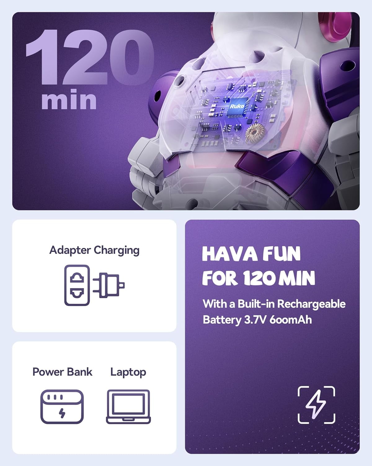 Ruko 6088 Programmable Robot with Gesture, Remote & APP Control, Rechargeable Robots Toys for Boys and Girls, Interactive LED Faces, Q&A Games, Gift for Kids 3–6, Pink