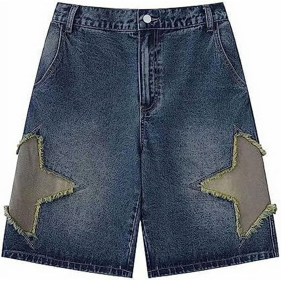 Y2K Blue Denim Shorts Summer Casual Loose Straight Leg Unisex Baggy Jeans Shorts Jorts Grunge Harajuku Streetwear