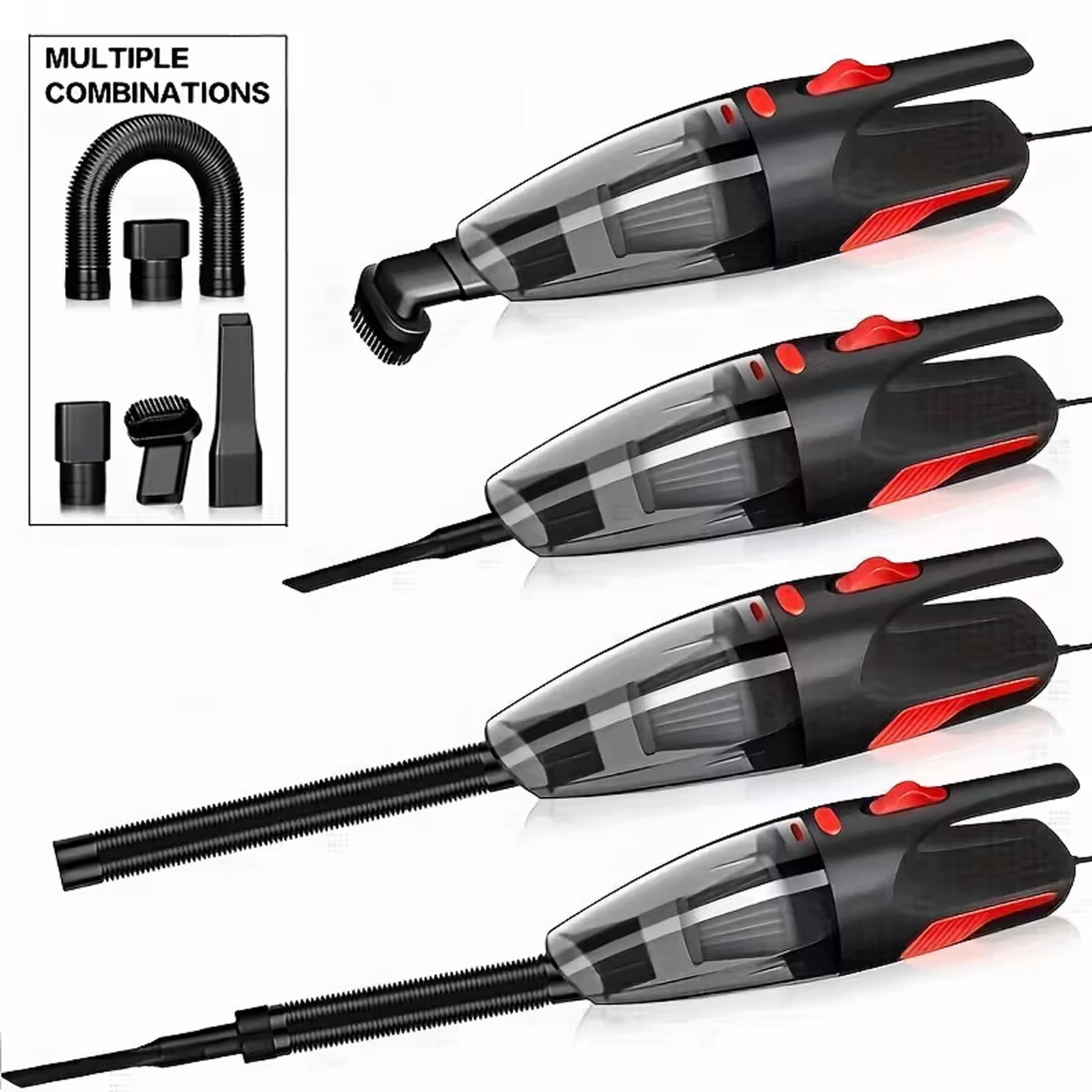 Car Vacuum Cord, Portable Car Vacuum Cleaner with 7000PA Suction,12V High Power Cord Wired Vacuum Cleaner for Car, Lightweight, 0.33L Capacity,Black for Car, Home, Office, Pet
