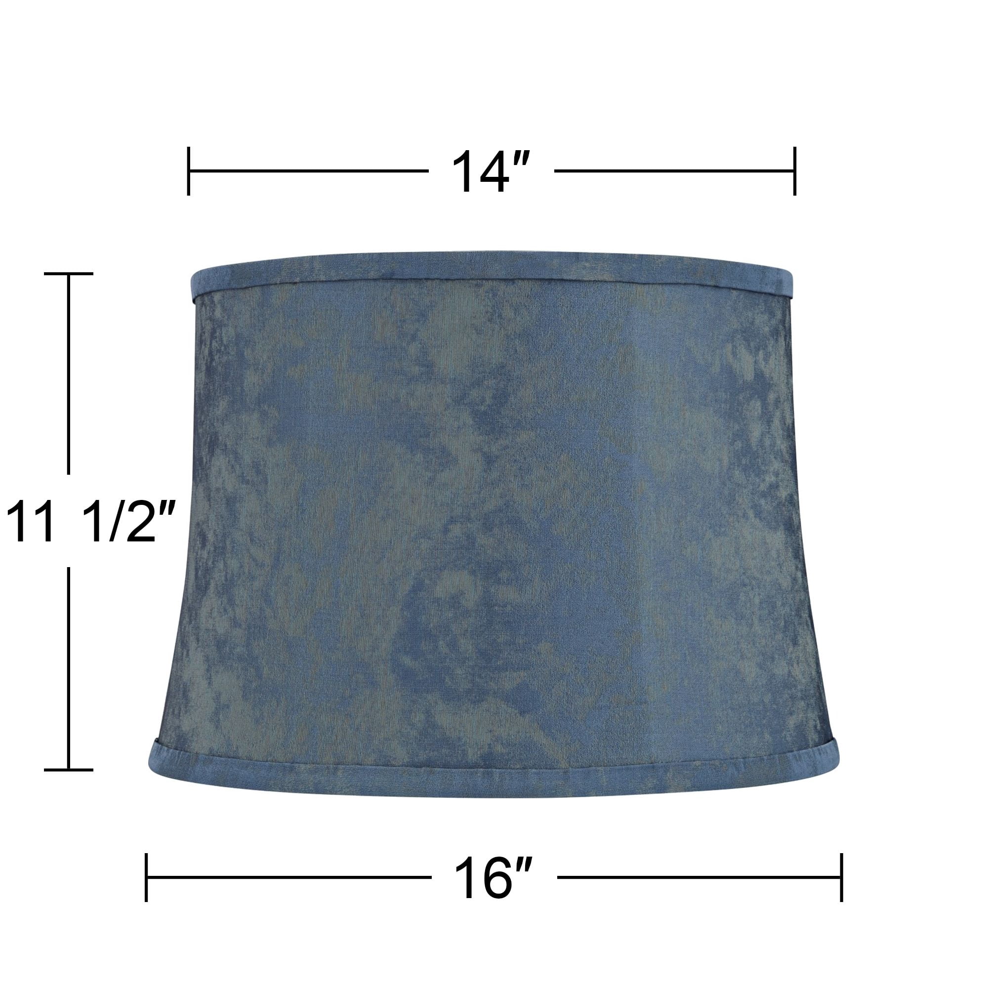 Springcrest Nagano 14" Top x 16" Bottom x 11 1/2" High x 11 1/2" Slant Print Lamp Shade Blue Drum Softback Washer Harp Finial