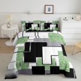 thumbnail image 2 of YST Lime Green Black Grey Comforter Set Toddler Abstract Geometric Checkered Bedding Set Square Sequins Down Comforter For Kids Adults,Geometry Grid Bed Set For All Season Room Decor, 2 of 6
