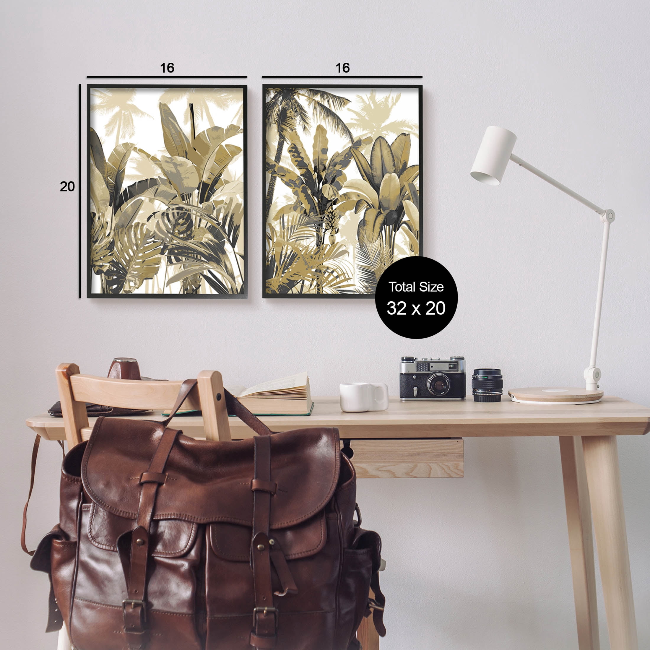 Tropical Jungle Plants Vegetation Botanical & Floral Graphic Art Black Framed Art Print Wall Art, Set of 2