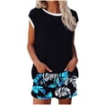 thumbnail image 1 of Ensemble de Pyjama pour Femmes, Haut à Manches Courtes à Col Rond avec Pantalon, Tenue de Détente Décontractée à Imprimé, Ensemble de Maison 2 Pcs en Polyester Doux, 1 of 6