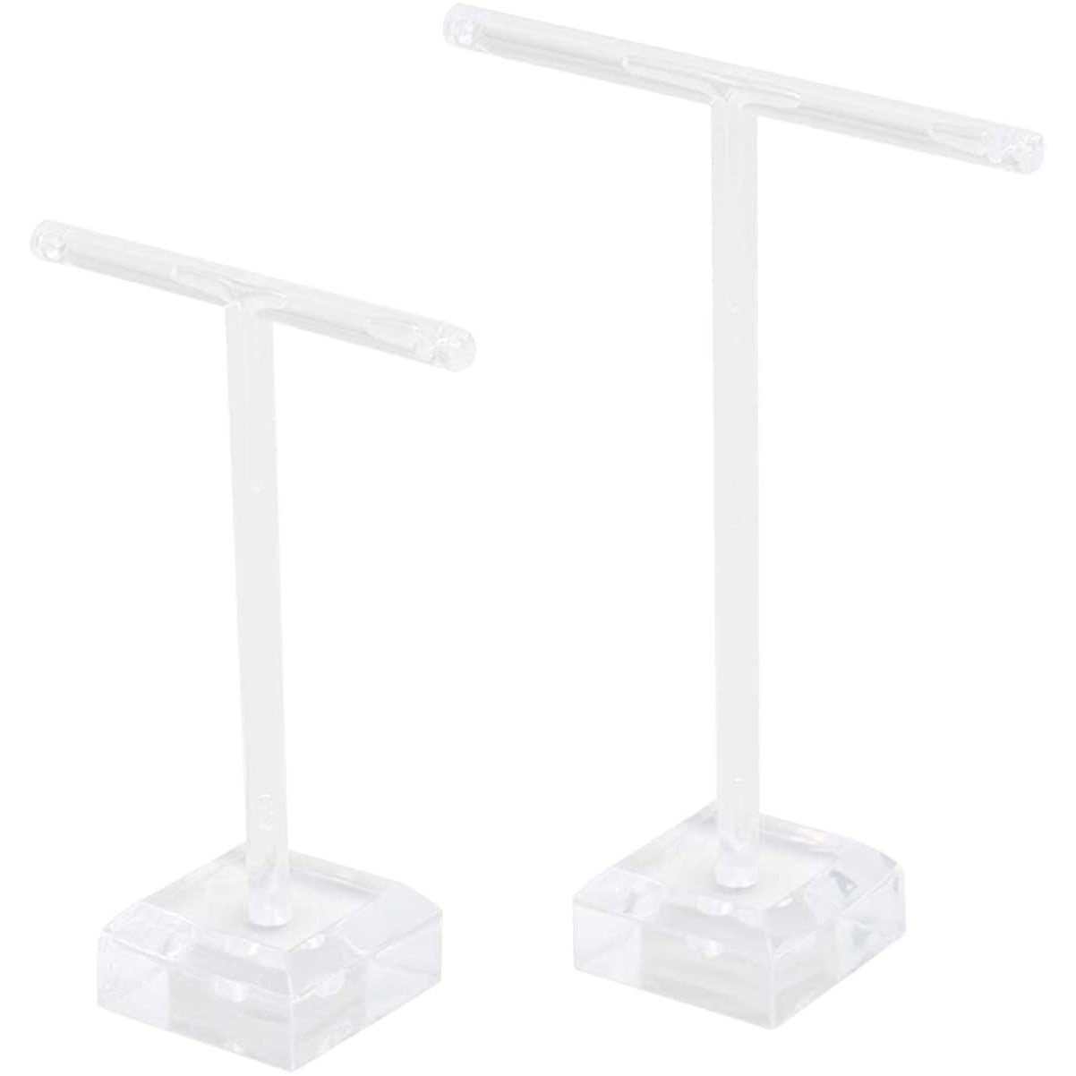 2Pcs Acrylic Earrings Necklace Jewelry Display Rack T Bar Stand Holder Organizer 