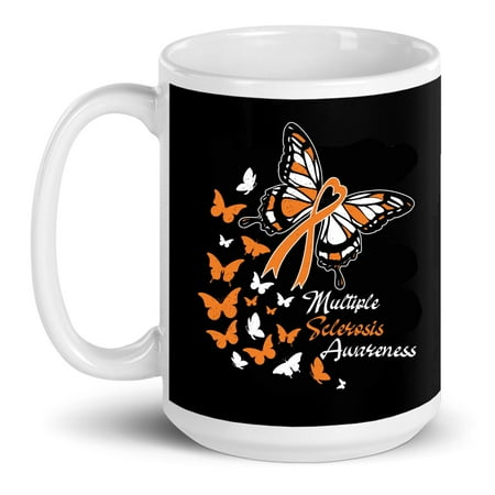 

Multiple Sclerosis Awareness Butterflies Gift Ceramic Mug 15oz (White;15oz)
