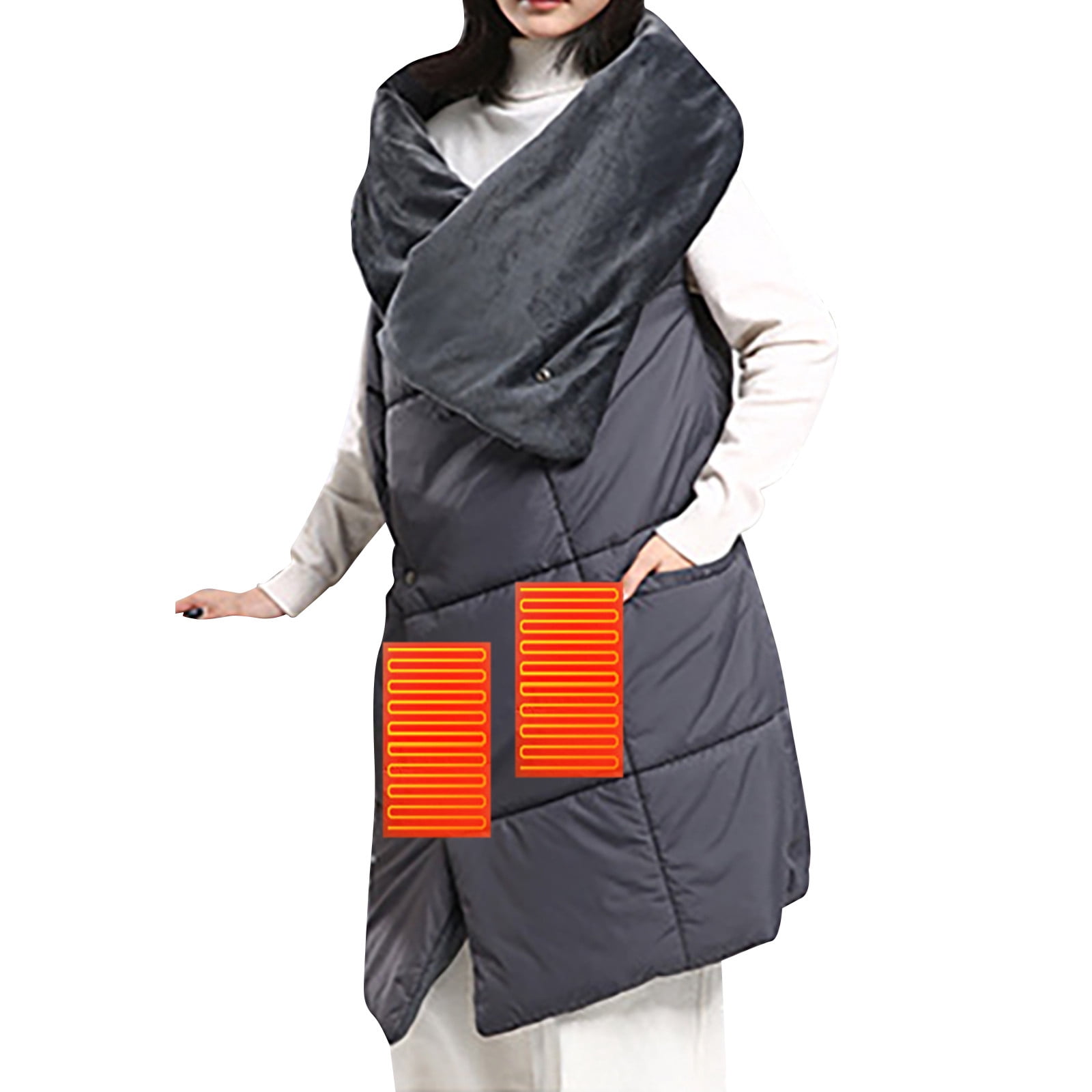 Fgnfyis Smart USB Heated Wrap Blanket Soft Warm Quilt For Full Body Comfort In Winter Grey One Size